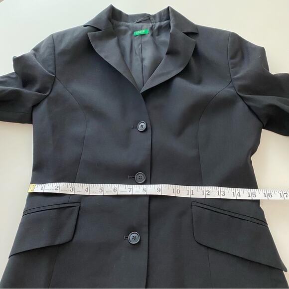 Women's UNITED COLORS of BENETTON Black Wool Blazer Jacket Size 40 Italy (US 4) - Picture 6 of 11